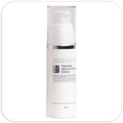 El suero Wrinkle Skinceutical, contiene diversos factores de crecimiento y Péptidos, que ayudan a disminuir la aparición de arrugas en contorno de ojos al aumentar el nivel de colágeno y elastina.